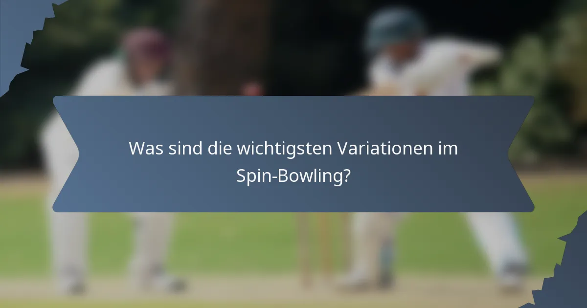 Was sind die wichtigsten Variationen im Spin-Bowling?